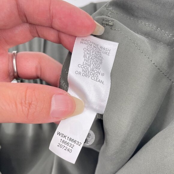 J. Jill Caraway Olive Green Belted Paperbag Skirt Womens Modest Size XLP Pockets - Picture 6 of 10